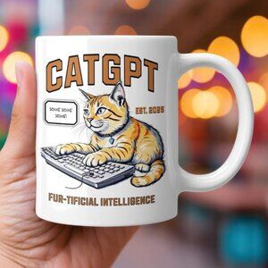CatGPT Ceramic Mug, ChatGPT Mug, Cat Mom Gift, Cat Dad Mug for Coffee Tea Hot 73